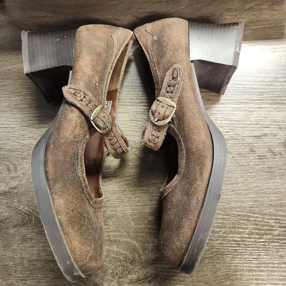 Vtg Mudd Y2K Brown Plaid Chunky Heel Platform Mary Jane *Fit Size 9/10 RARE 90's